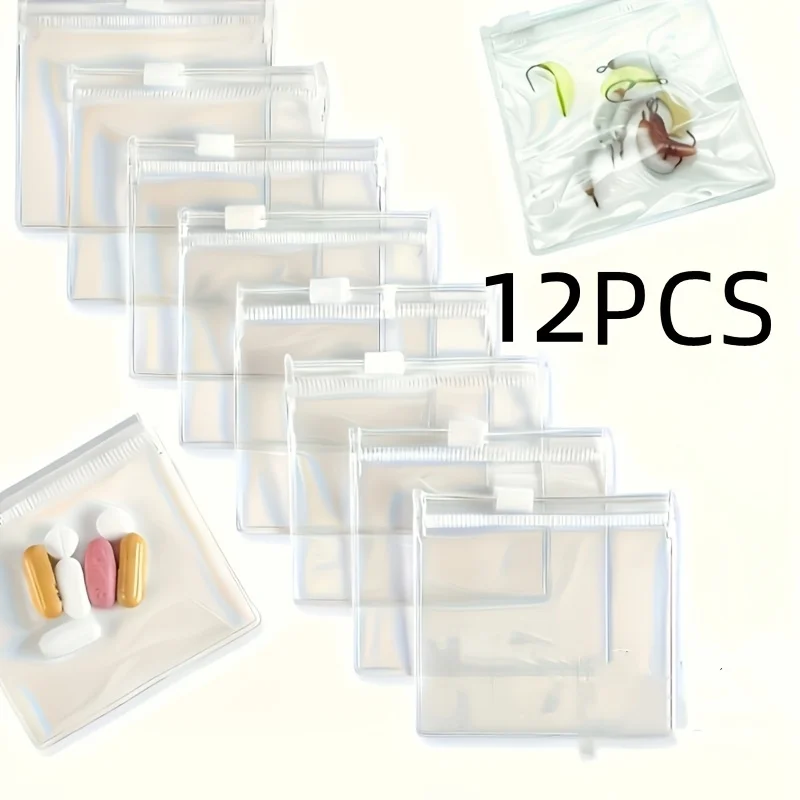 12pcs PVC Portable Travel Medicine Storage Bags - Zippered Medicine Storage Pouches, Suitable for Jewelry and Small Item Organization, Travel Luggage Packing