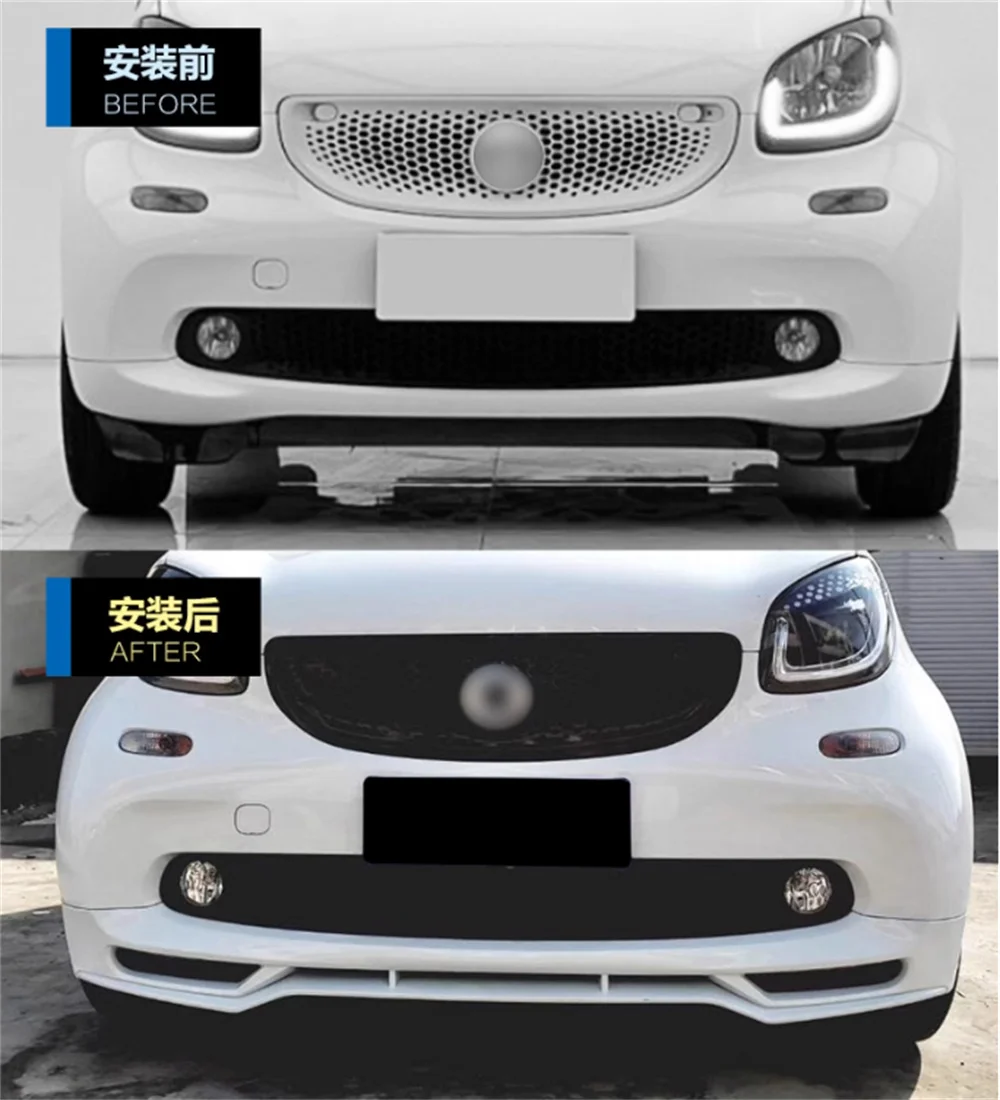For Benz Smart Fortwo 2Door 453 Unpainted Retrofitting the side skirt around the front bar and the rear bar Spoiler Smart Bumper