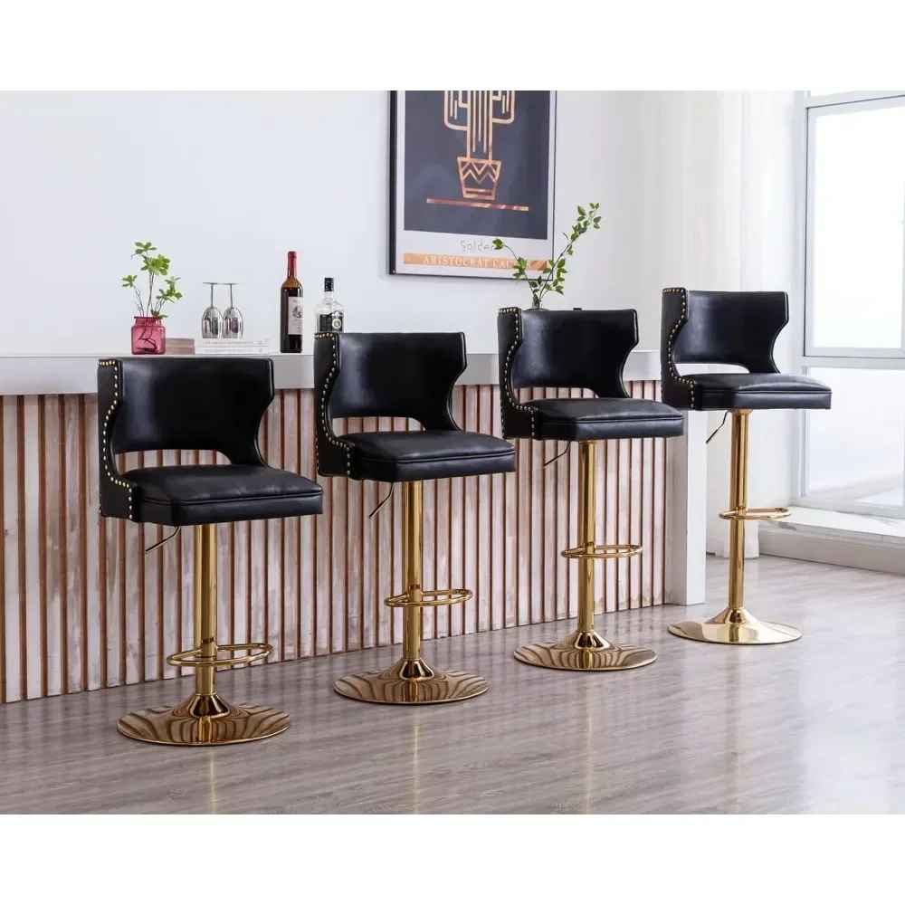 

Swivel Bar Stools Set of 4, Adjustable Height Counter Stools Modern Velvet Barstool with Open Back/Footrest, Bar Stools