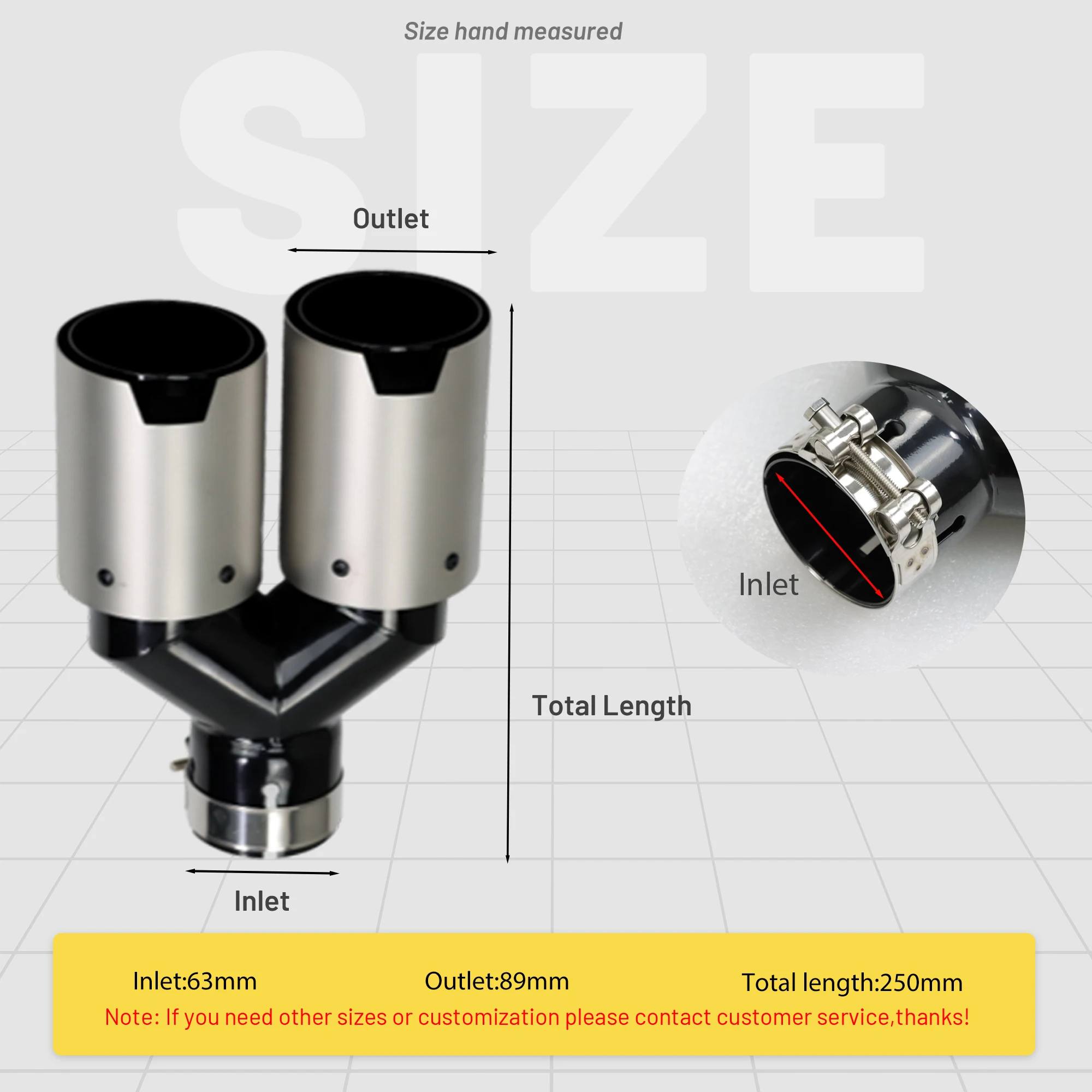Atualizar tubo de escape saída dupla em forma de y ponta do silenciador para decoração do carro preto silenciador dicas traseiras modificar