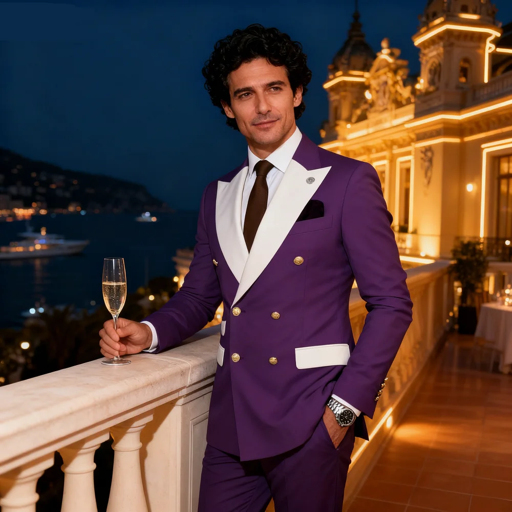 

Men's Solid Color Slim Fit 2-Piece Wedding Tuxedo Formal Smoking Suit for Graduation Party Best Men's Groomsmen Attire