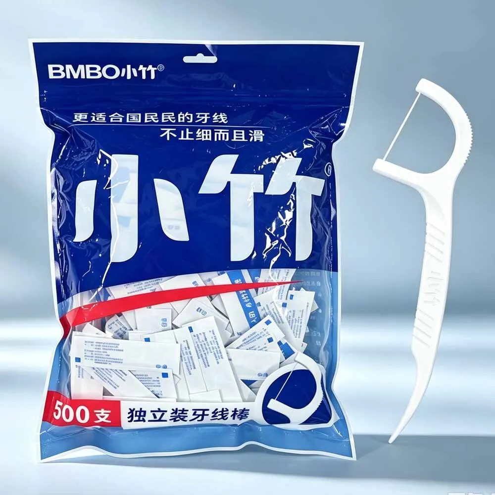 500PCs Disposable Dental Floss Eco Friendly Dental Floss Toothpick Individually Packaging Dental Floss Sticks For Hotel Family