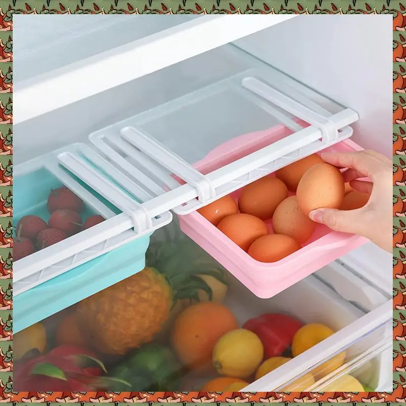 

Drawer Refrigerator Storage Box Clear Plastic Organizer Bins Square Crisper Refrigerator Shelf Fridge Durable Easy Install Green