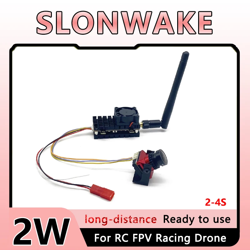 SLONWAKE Over 20km range 5.8G FPV 2000mW VTX with CMOS 1500TVL B19 camera +5 inch Monitor for RC Quadcopter Parts