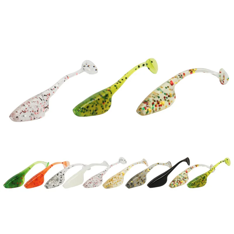 20szt/lot 40mm 0.75g T Tail Soft Baits Fishing Lures Wobblers For Bass Shad Leurre Jig Head Lure Fish Fishing Tackle tadpole
