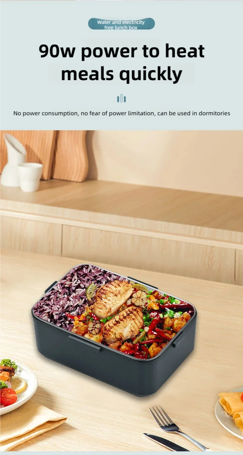 TINSOL Neue 2-in-1 90W 3,5L Elektrische Lunchbox Tragbarer Speisenwärmer Geeignet für Auto oder Zuhause Auslaufsicherer Lunch-Erhitzer Mikrowelle – Detail 8