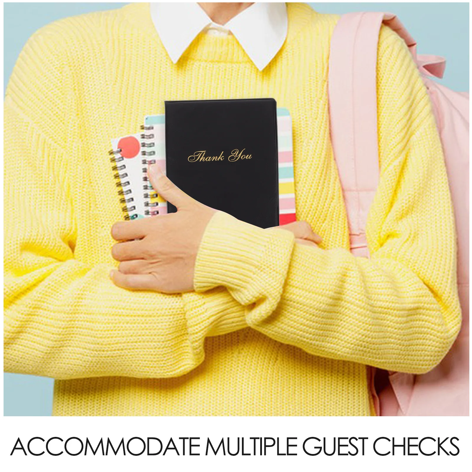 حامل بطاقة فحص الضيوف شكرًا لك، كتاب خادم بغطاء أنيق مخيط يدويًا للمطاعم والحانات وحفلات الزفاف العملية #6