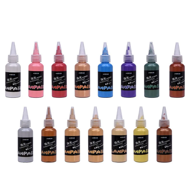 Peinture acrylique nacrée 50ml, couleurs métalliques, or, argent, cuivre, Pigment imperméable, pierre de verre, tissu, peinture murale
