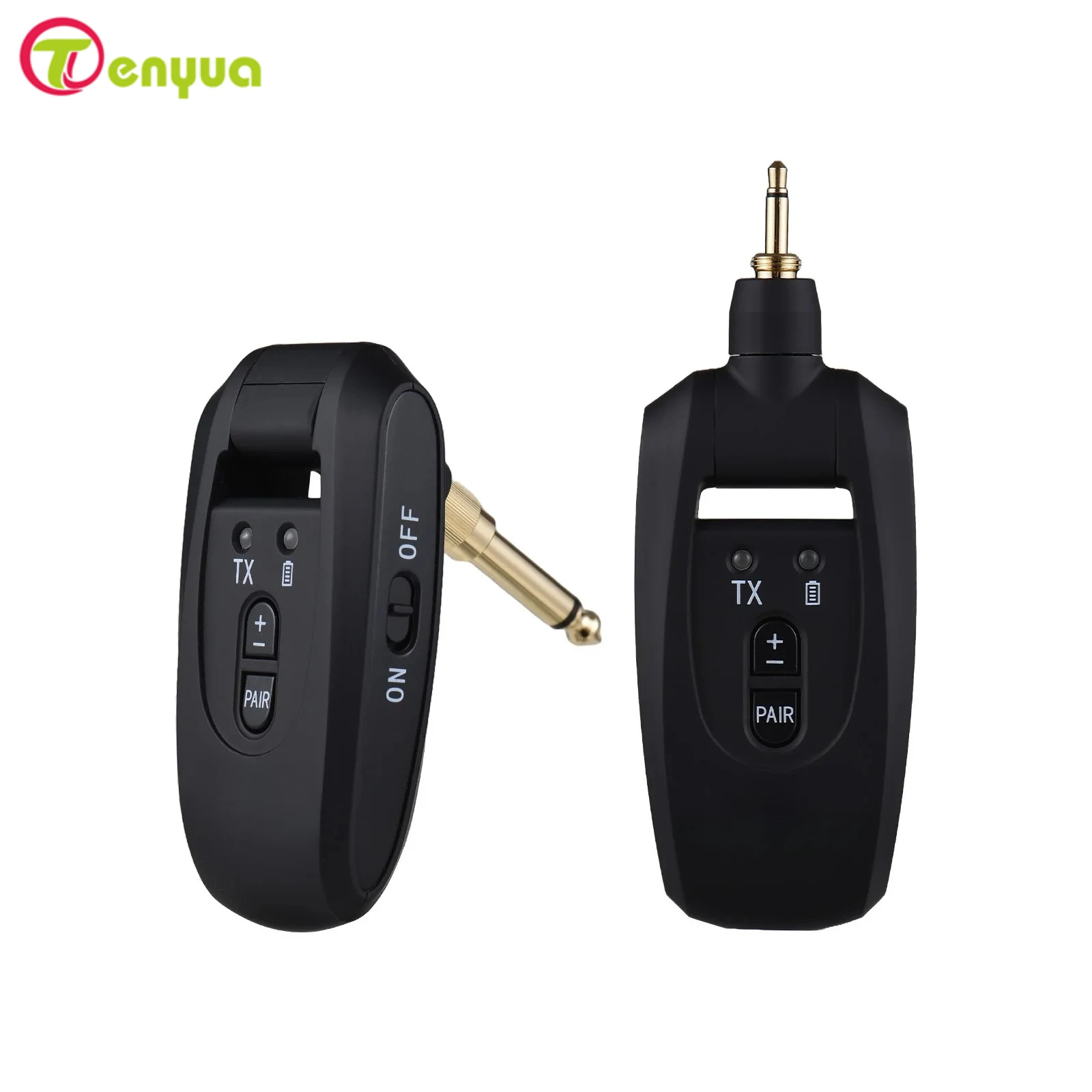2.4G Ultra-low Latency Guitar Transmitter Receiver Set Wireless Guitar System Transmission with 2 6.35mm Adapter for Guitar Bass