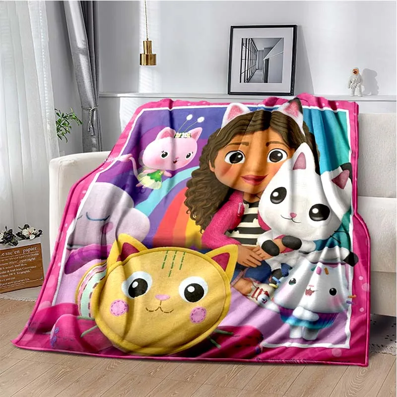 

Cute Gabbys Dollhouse Cartoon Blanket,Soft Throw Blanket for Home Bedroom Bed Sofa Picnic Travel Office Rest Cover Blanket Gift