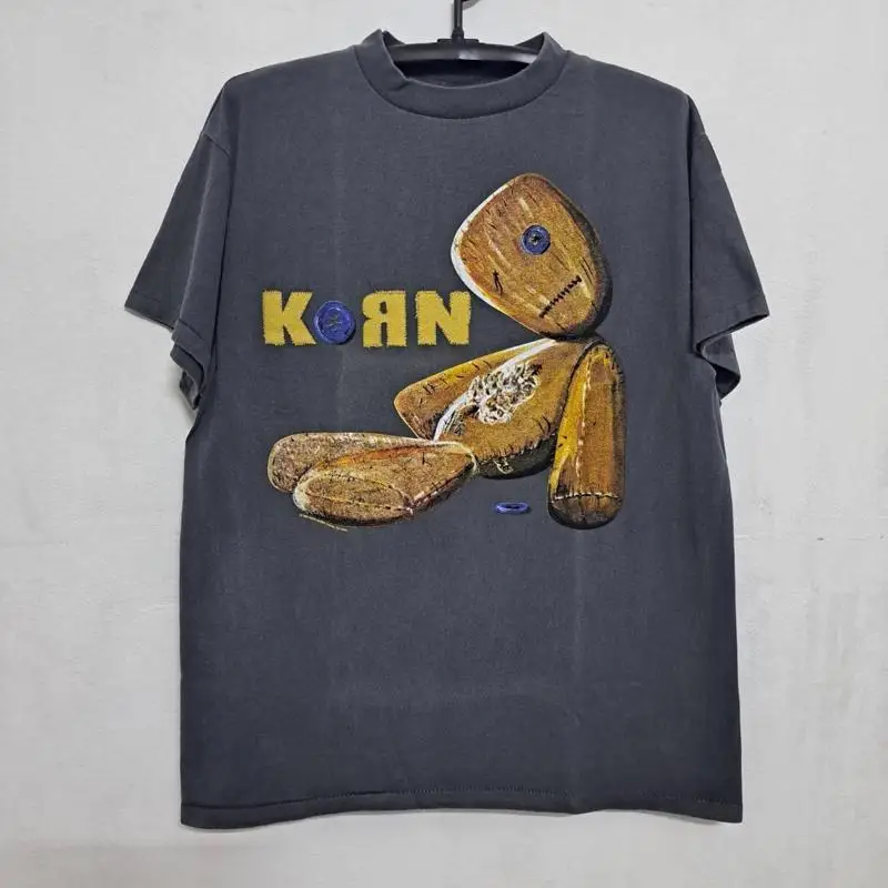 

Футболка KORN Issues в винтажном стиле, черный выцветающий тур, размер L, репринт Singlestitch091