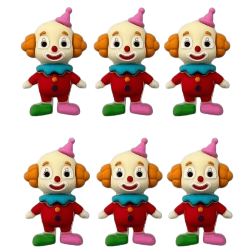 6Pcs New 3D Clown Silicone Focus Beads, Flexible Halloween DIY Beads for Beaded Pen Bag Charm Handmade Gift Decor