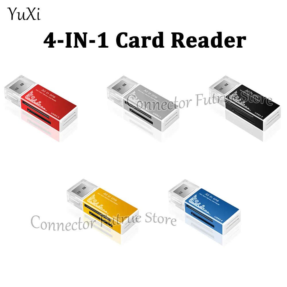 1Pcs USB 2.0 Card Reader Multi Memory Card Reader All in 1 for SD SDHC TF MS M2 Card Adapter Plug and Play for Laptop Desktop PC