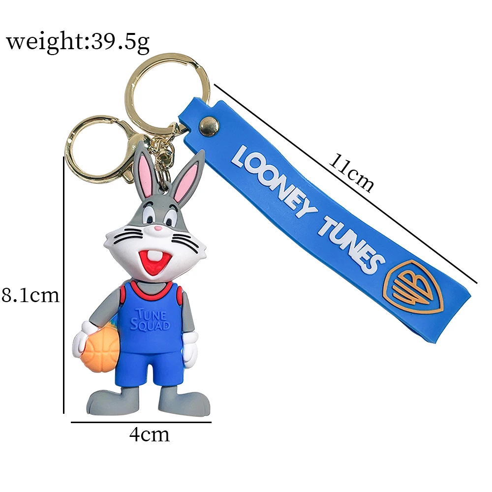 Anime Looney Tunes Keychain Cartoon Bugs Bunny Daffy Duck Tweety Bird Figure Toys Model Silicone Pendant Jewelry Accessories