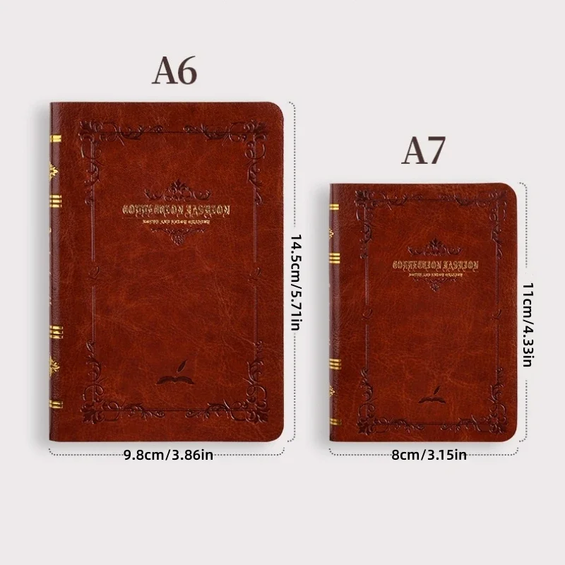 A6A7 Vintage hot gold printed notebook cute compact portable pocket hard shell PU leather note book School supplies office diary