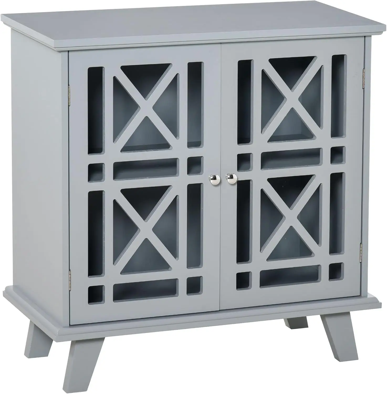 

Sideboard Buffet Cabinet, Kitchen Cabinet, Accent Cabinet with Double Fretwork Doors and Metal Handles for Living Room, Gray