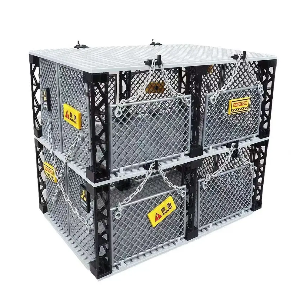 Double Layer Prison Cage Building Blocks Monster Zombie Dinosaur Figures Captivity Room Chain Net baseplate MOC Brick kit