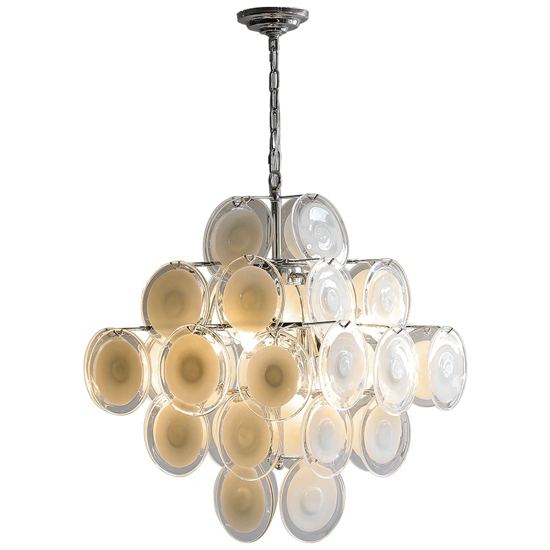 

Medieval Bauhaus chrome living room crystal lamp dining room glass cream wind French light luxury chandelier