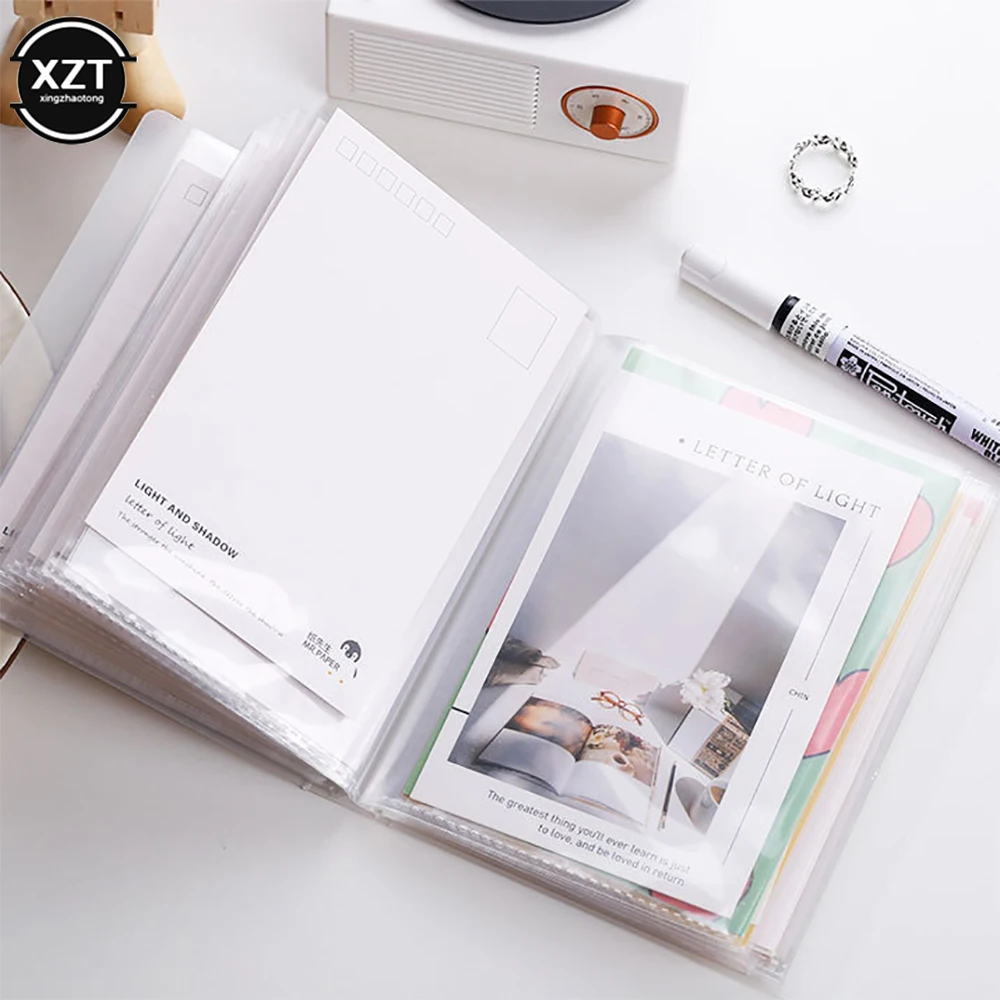 Mini Photo Album 40 Page A6 Pocket Storage Booklet Large Capacity Sticker Card Ticket Invoice Memo Favorite Solid Color Album