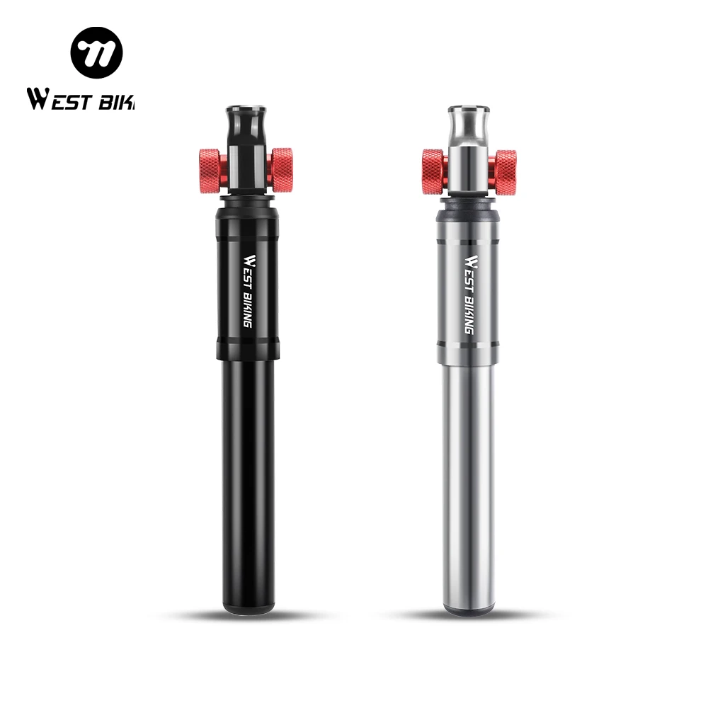 AliExpress West Biking WEST BIKING 130PSI Dual-Use Bike Pump Aluminum Alloy Shell Hidden Flexible Hose Bicycle Inflator Schrader/Presta Valve Bike Pump
