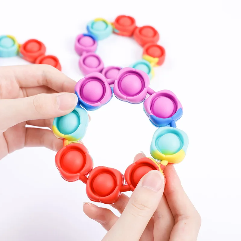 3Pcs Kids Fidget Bracelet Push Bubble Stress Reliever Anti Anxiety Sensory Toys For Special Needs ADHD Autism