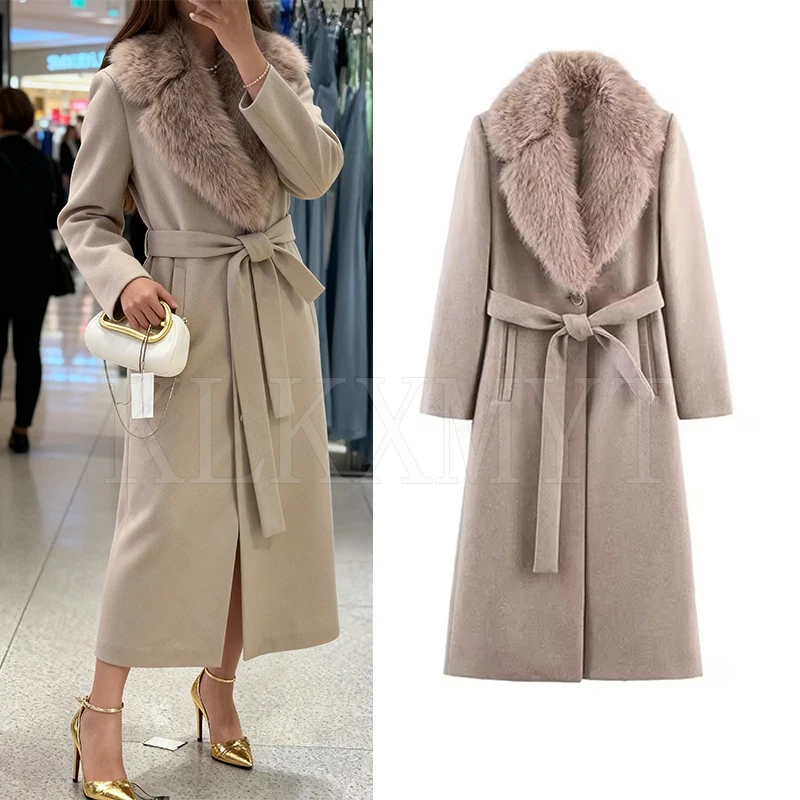 

2025 зимняя женская мода с воротником из искусственного меха, женская элегантная толстая теплая куртка с длинными рукавами и карманами, повседневная новая верхняя одежда ﻿ ﻿