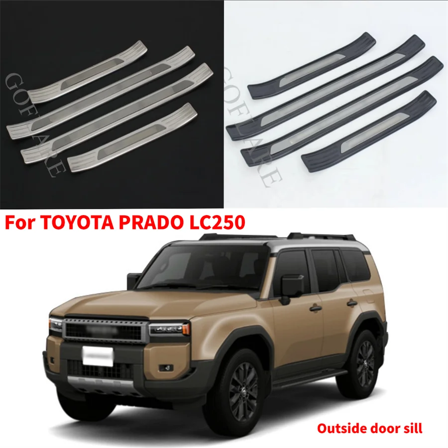 

For Toyota Land Cruiser 250 Prado LC250 2024 car Outside Door Sill Scuff Plate Door Welcome Pedal Threshold Bar Cover accesorios