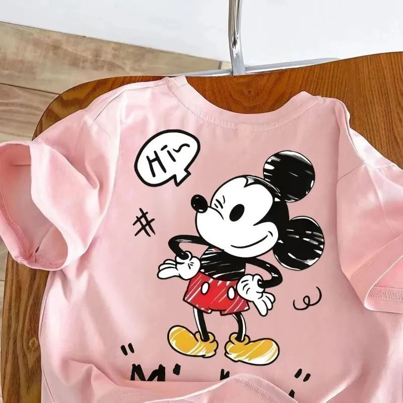 Personalized Disney Mickey children's summer new cute cartoon pattern printing simple fashionable short sleeve soft T-shirt