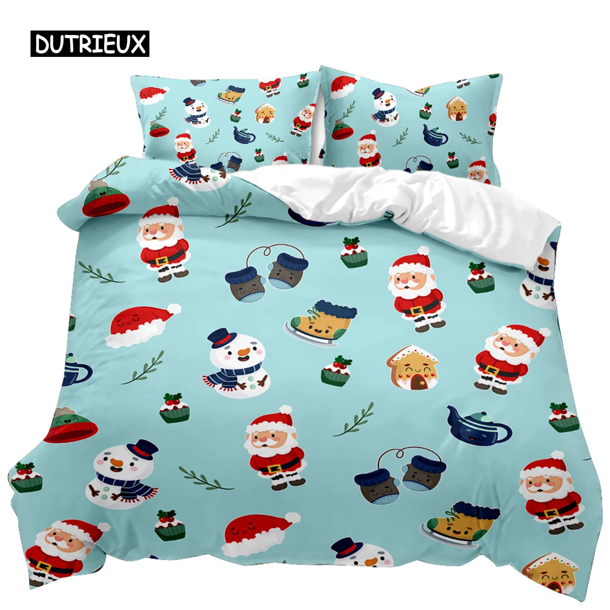 

Christmas Duvet Cover Set Winter Snowman Santa Claus Christmas Stocking Bedding Set Double Queen King Size Polyester Qulit Cover