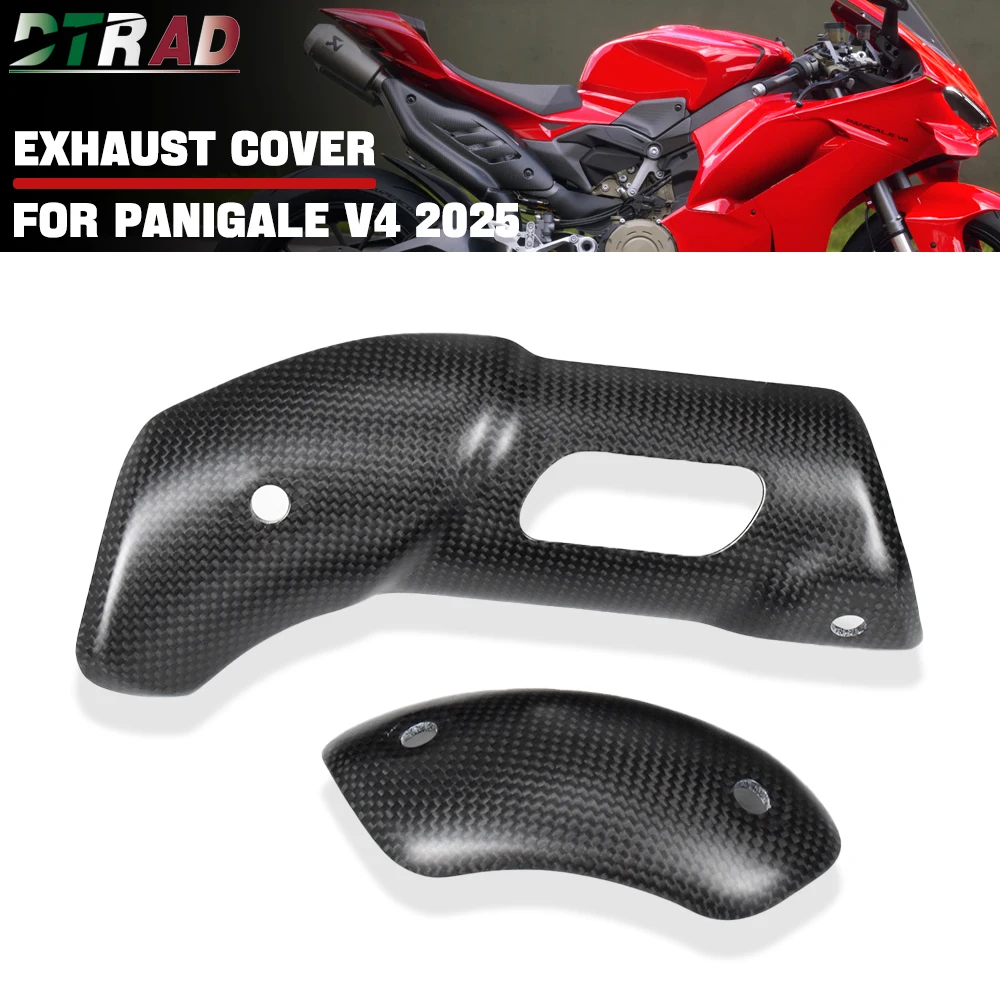 

Carbon Fiber Exhaust Hood Covers For DUCATI Panigale V4 V4S 2025 With Complete Akrapovic Titanium Exhaust Systems Modified Parts