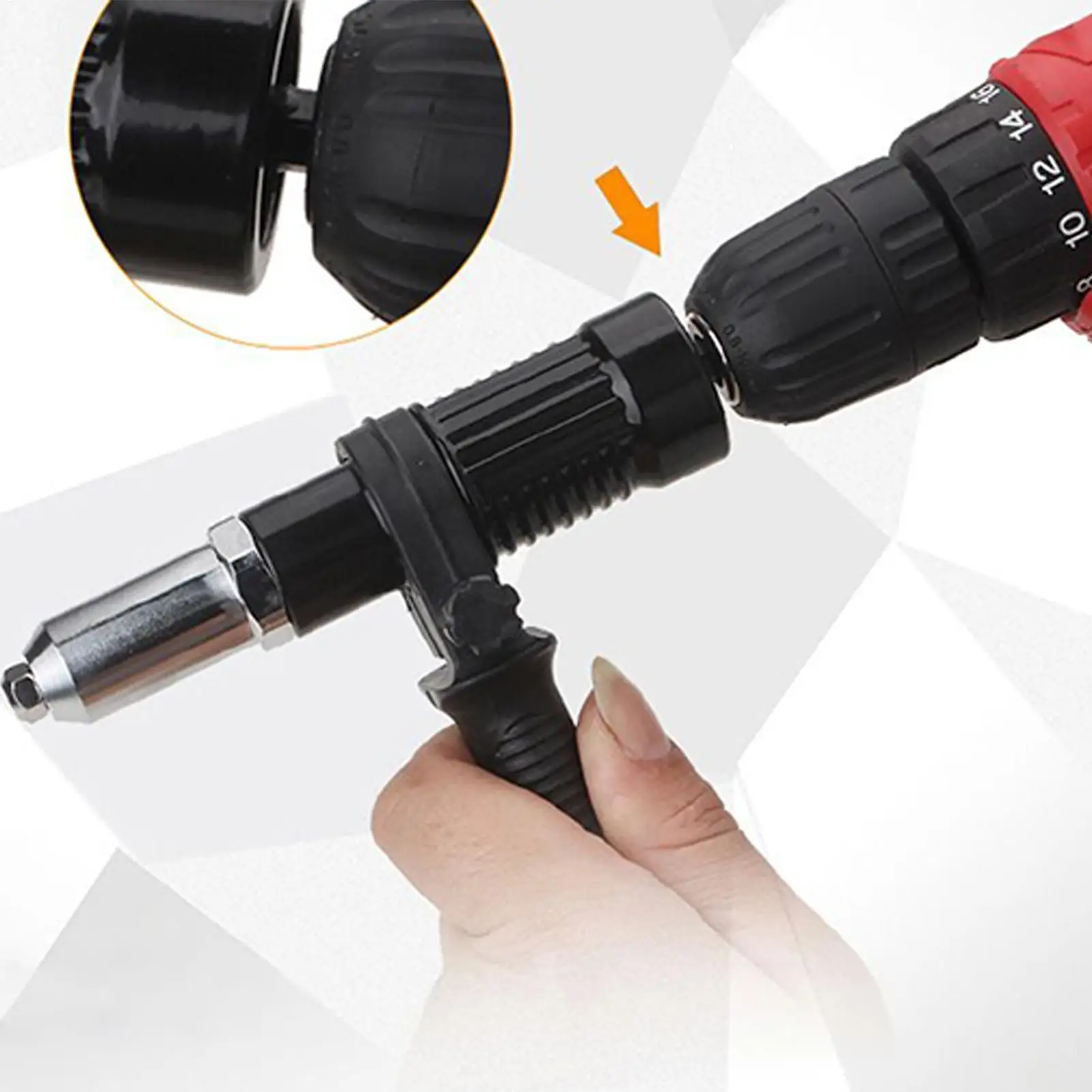 Klinknageladapter Elektrisch boorgereedschap Ergonomische handgreep Klinknageladapterset voor industrie Garage Reparatie Onderhoud Workshop