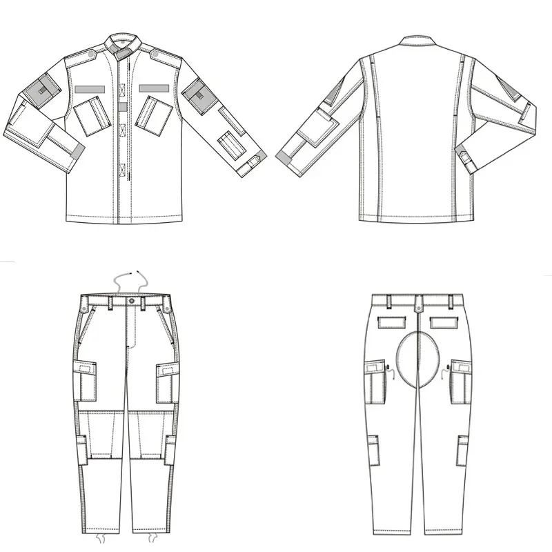 New Hot Durable and Wear-resistant Men's Camo ACU Uniform 2PC Set Training Wear Security Officer Uniforms