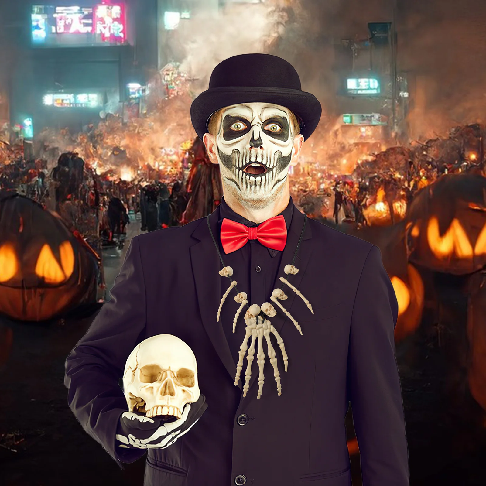 5 قطعة 5 قطعة اكسسوارات زي العظام المختنق قلادة المرأة Amosfun الجمجمة قلادة هالوين