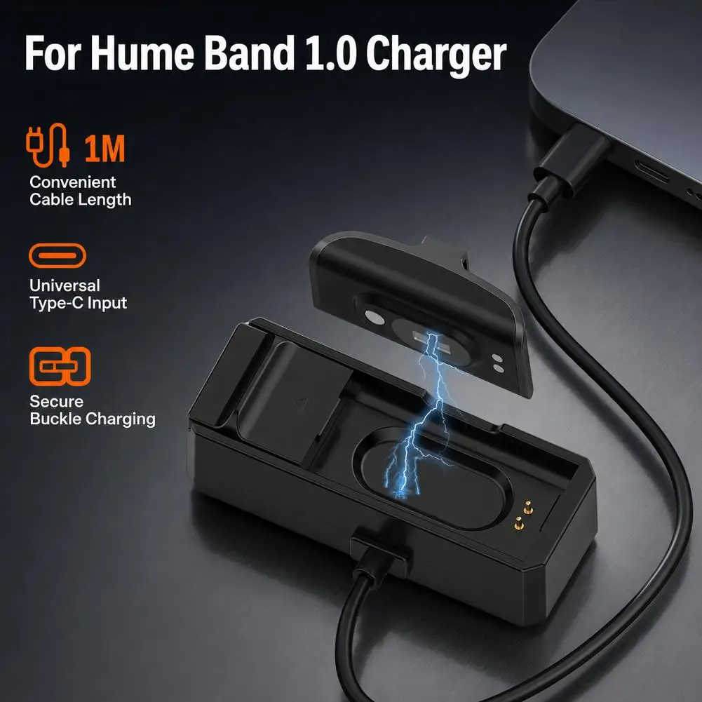 Type-C Charger Cable for Hume Band 1.0 Smart Wristband Replacement USB-C Charging Dock Clip Stand Power Adapter Cord Accessories