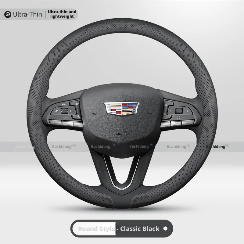For Cadillac Ultra‑Thin Steering Wheel Cover Nappa Leather Perforated Fit Escalade XT4 XT5 XT6 CT4 CT5 Lyriq XTS Car Accessories
