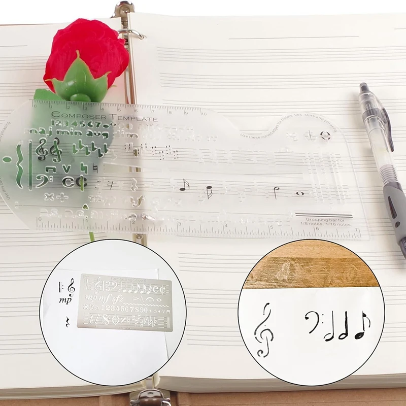 Song Writer's Composing Template Stencil For Music Notes & Symbols Staff Drawing Ruler Music Composition Accessories