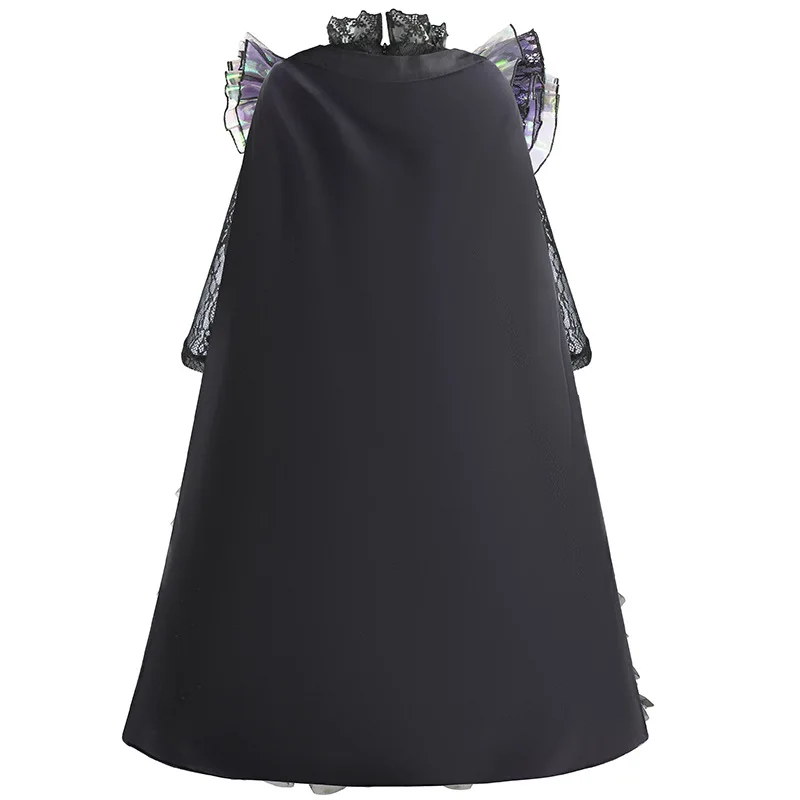 Fille 	 Déguisement sorcière Cosplay fantaisie noir princesse Costume avec cape enfants maquillage robe de bal 3-10 ans robe d'anniversaire