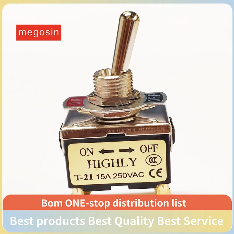 1pcs/lot T-21CS toggle switch four-pin two-speed 250V15A pin rocker arm switch High current