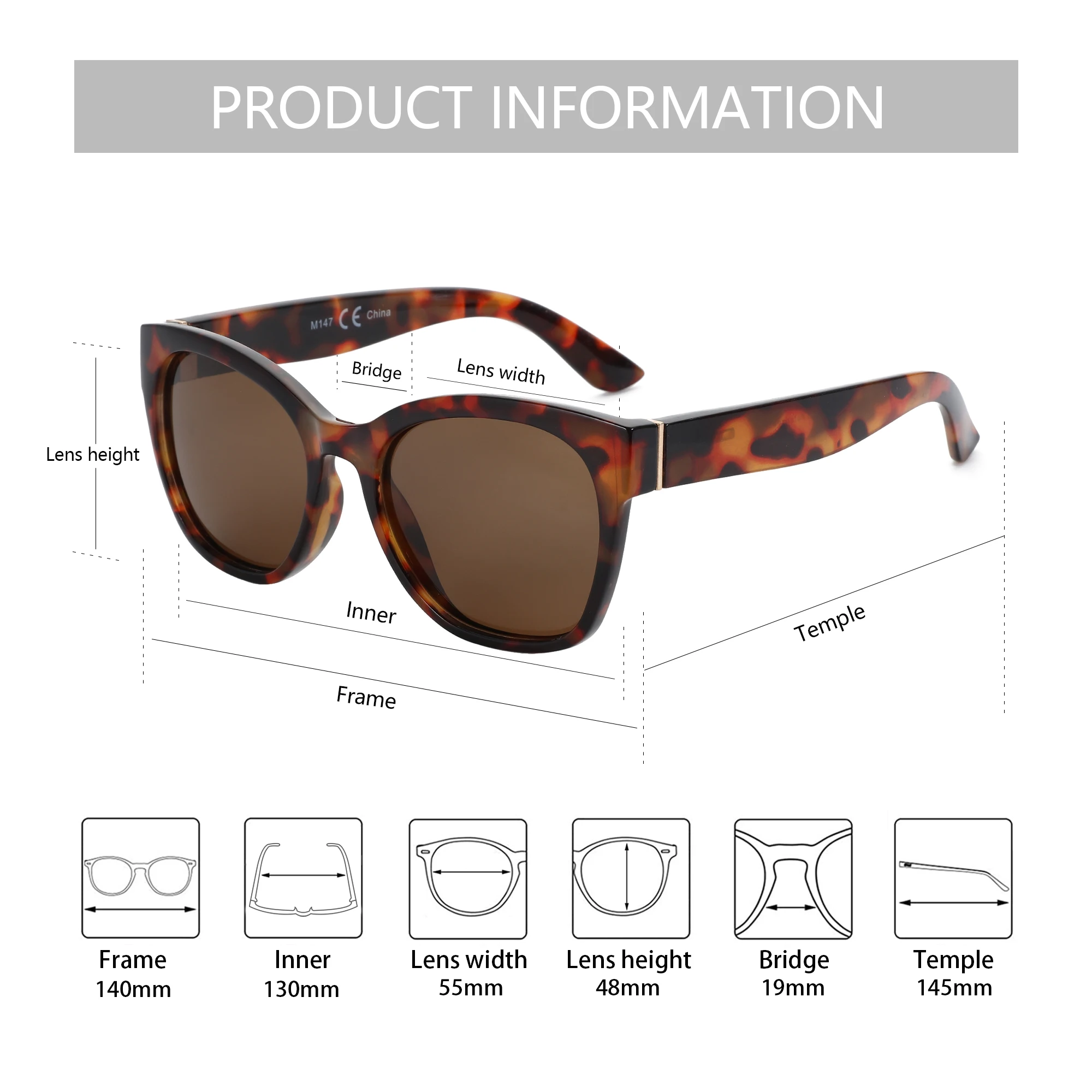 AIR EIGHT Cat Eye Plastic For Women Progressive Prescription Sunglasses Polarized UV400 TAC Lenses Casual Daily Eyewear