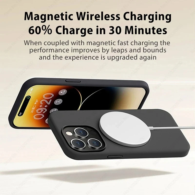 Funda de silicona líquida para iPhone 17 Pro Max para Magsafe para Apple iPhone 17 Air carga inalámbrica magnética cubierta trasera suave 5