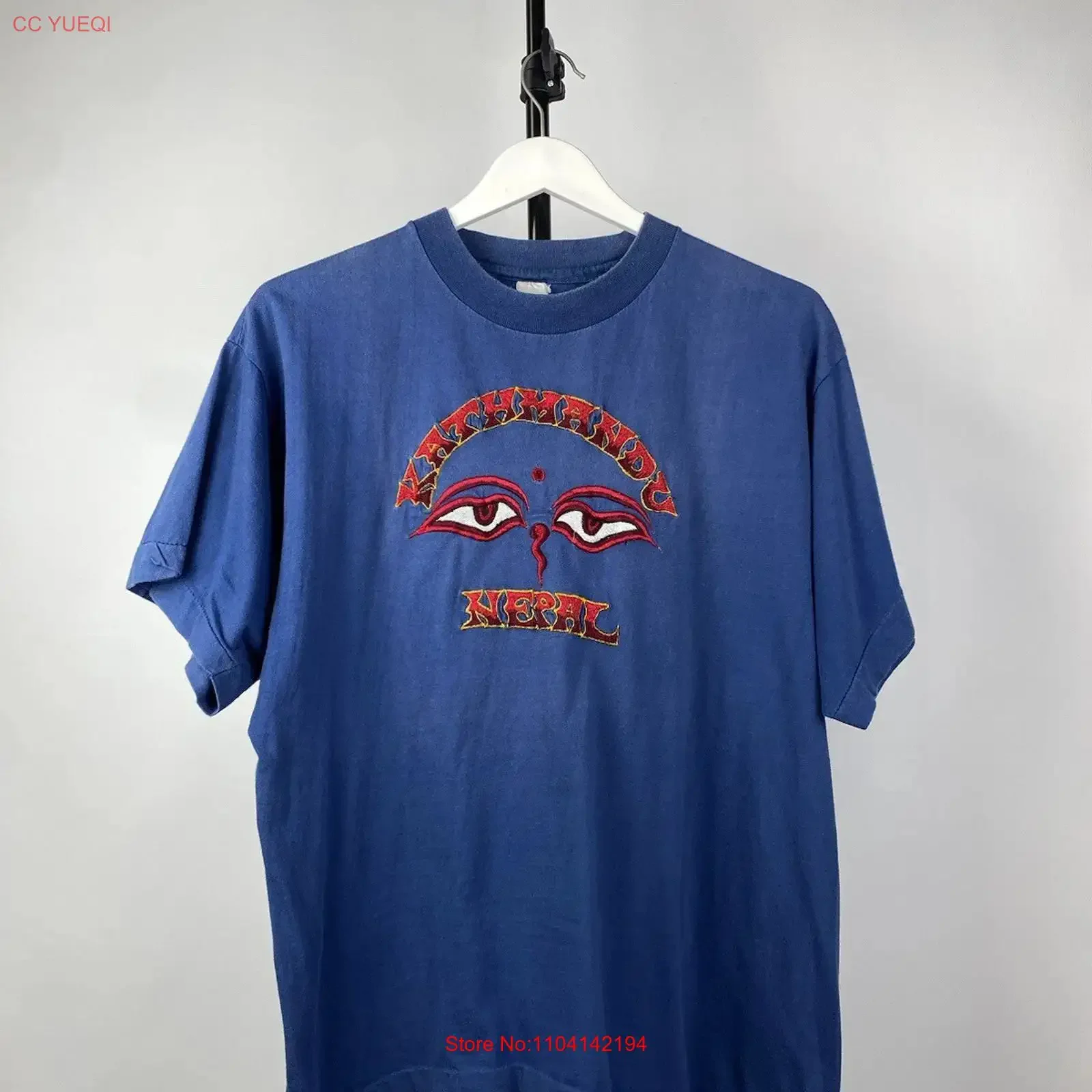 Vintage 90s BIG LOGO Kathmandy Nepal tee shirt Men s L Size vintage Washed homme Breathable designer clothes streetwear Soft
