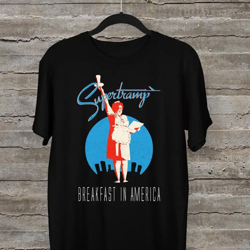 Supertramp Breakfast in America Album-T-Shirt, Schwarz, Unisex, alle Größen