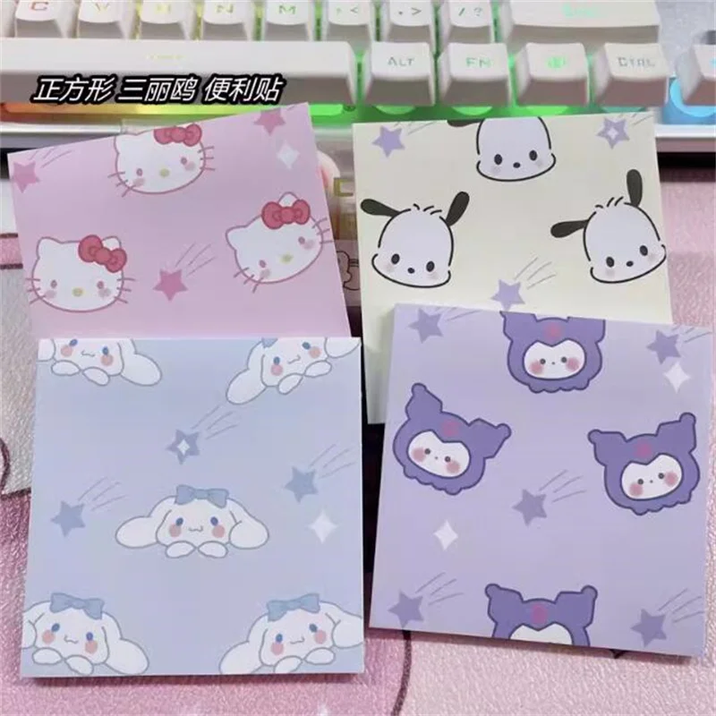 24pcs/lot Sanrio Kuromi Cinnamoroll Pochacco Memo Pad Sticky Notes Stationery Label Notepad Planner Sticker Post School Supplies