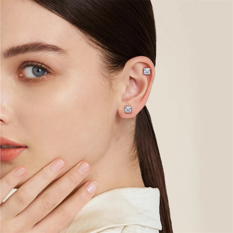 

Square Magnetite CZ Ear Clip No Ear Piercings Titanium Steel Man Earrings Classic Hip Hop Punk Ear Clip Magnet Earrings