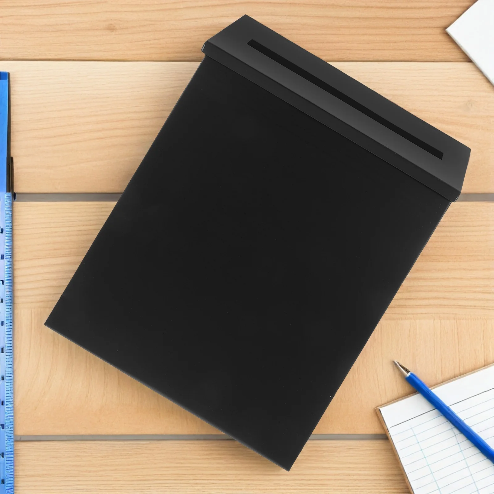 صندوق اقتراحات صندوق إيداع مثبت على الحائط من الحديد الأسود للتصويت المكتبي، ردود فعل مجهولة، فتحة رسالة صندوق بريد معدني ريفي #2