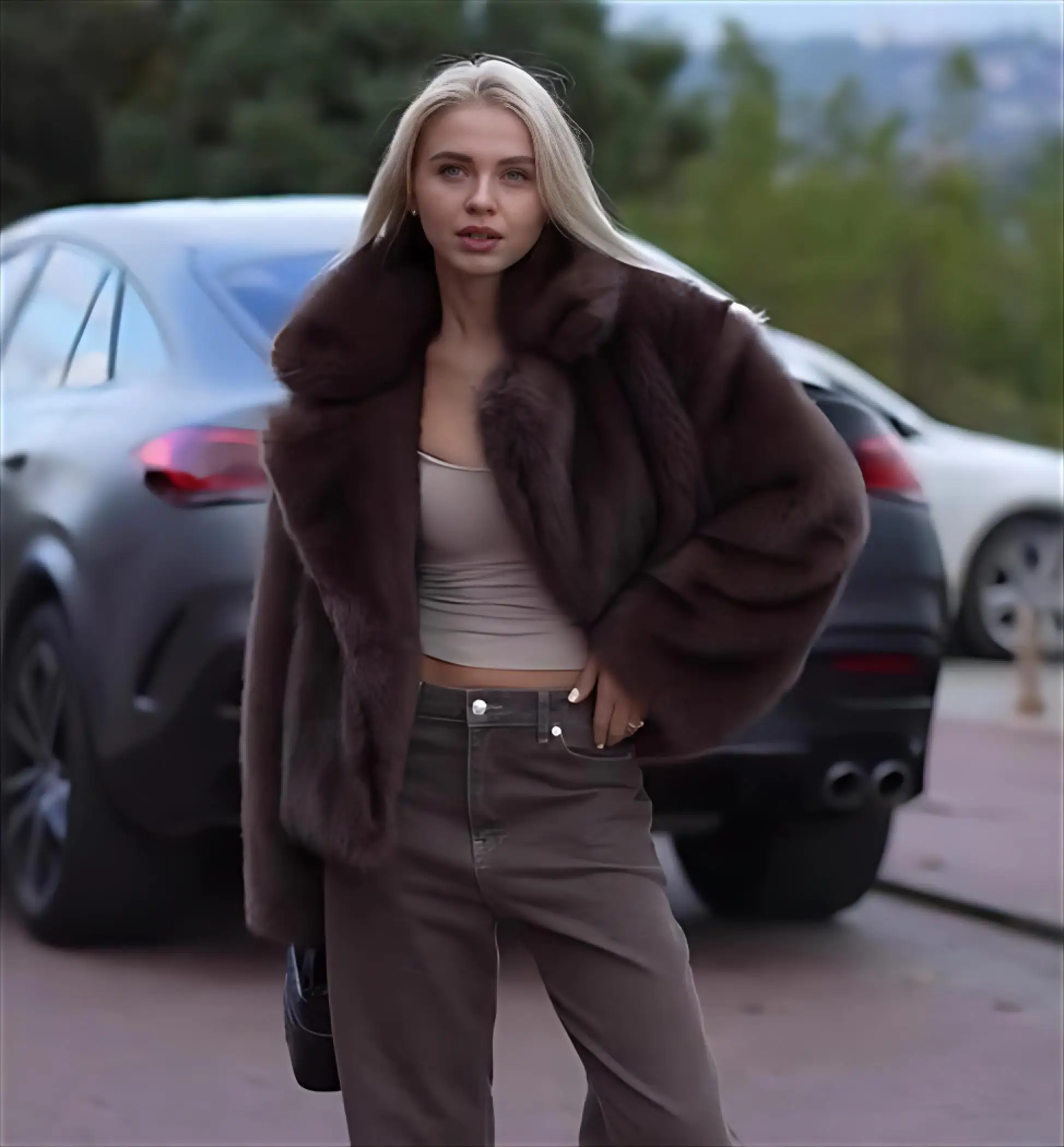 

Faux Fur Coats Woman Womens Stunning Loose Winter Elderly Korean-Style Cozy Turtleneck Comfortable Pocket Jacket Fashion Trendy