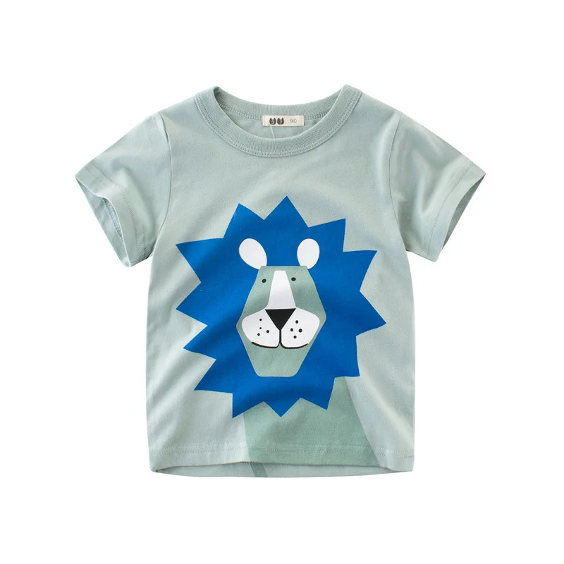 Cartoon Children's T-shirts Summer Short Sleeve Animals Pattern Print Tops for Kids Boys Clothes Cotton Boys T-shirts Tees 2-10Y