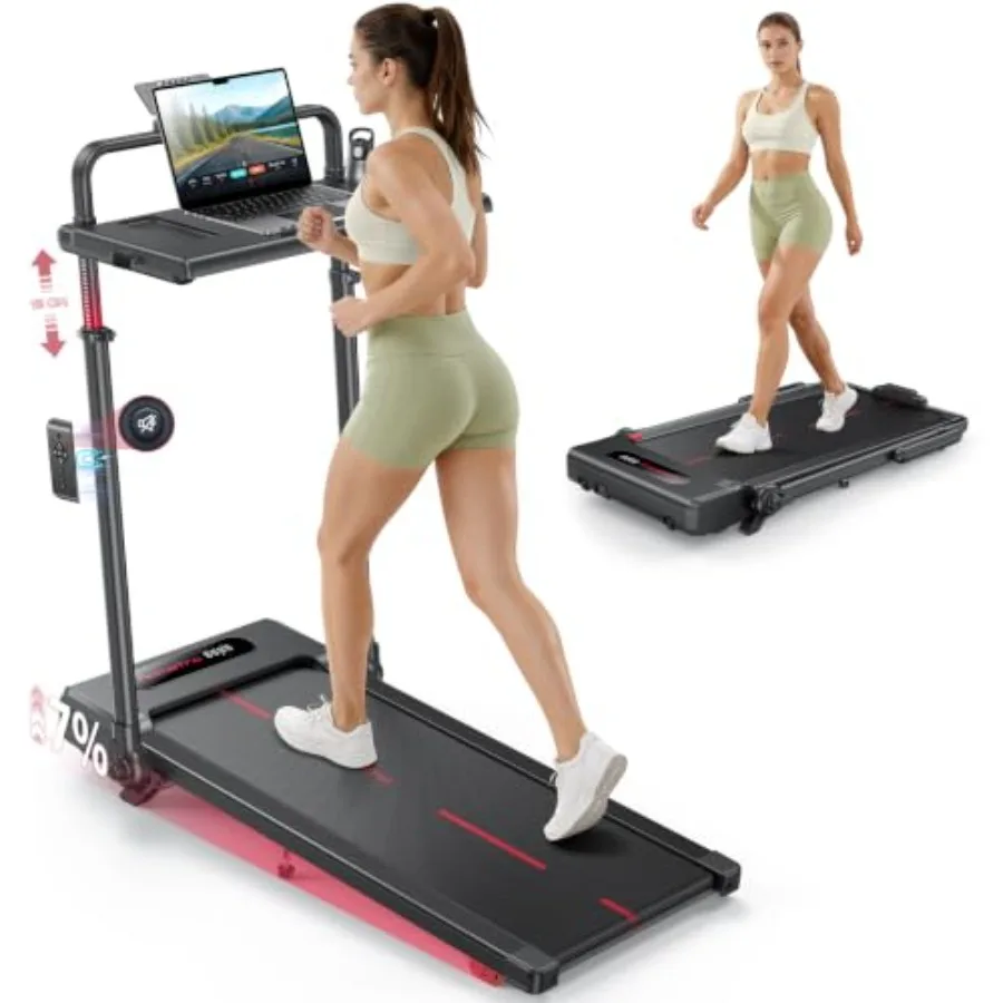 Treadmill with Incline with Removable Desk Workstation, 3 in 1 Foldable Treadmill with Adjustable Handle Bar for Home/Office, 3