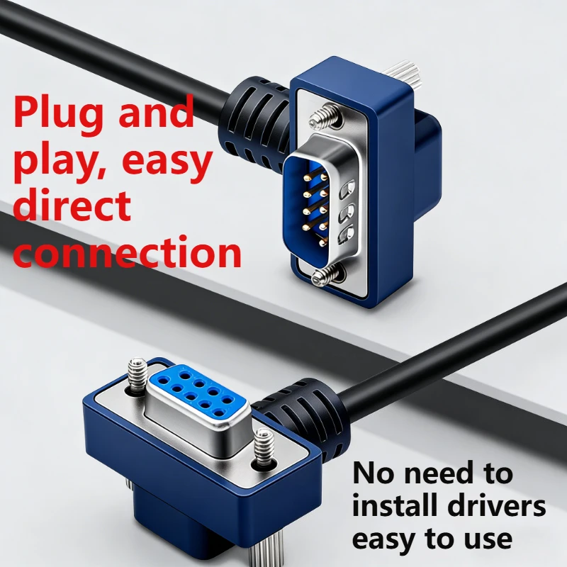 Extension RS232 DB9 Gold-plated Elbow Data  Connection Cable 270/90 COM  Serial Port Waterproof Degree Cable 9-pin Connector