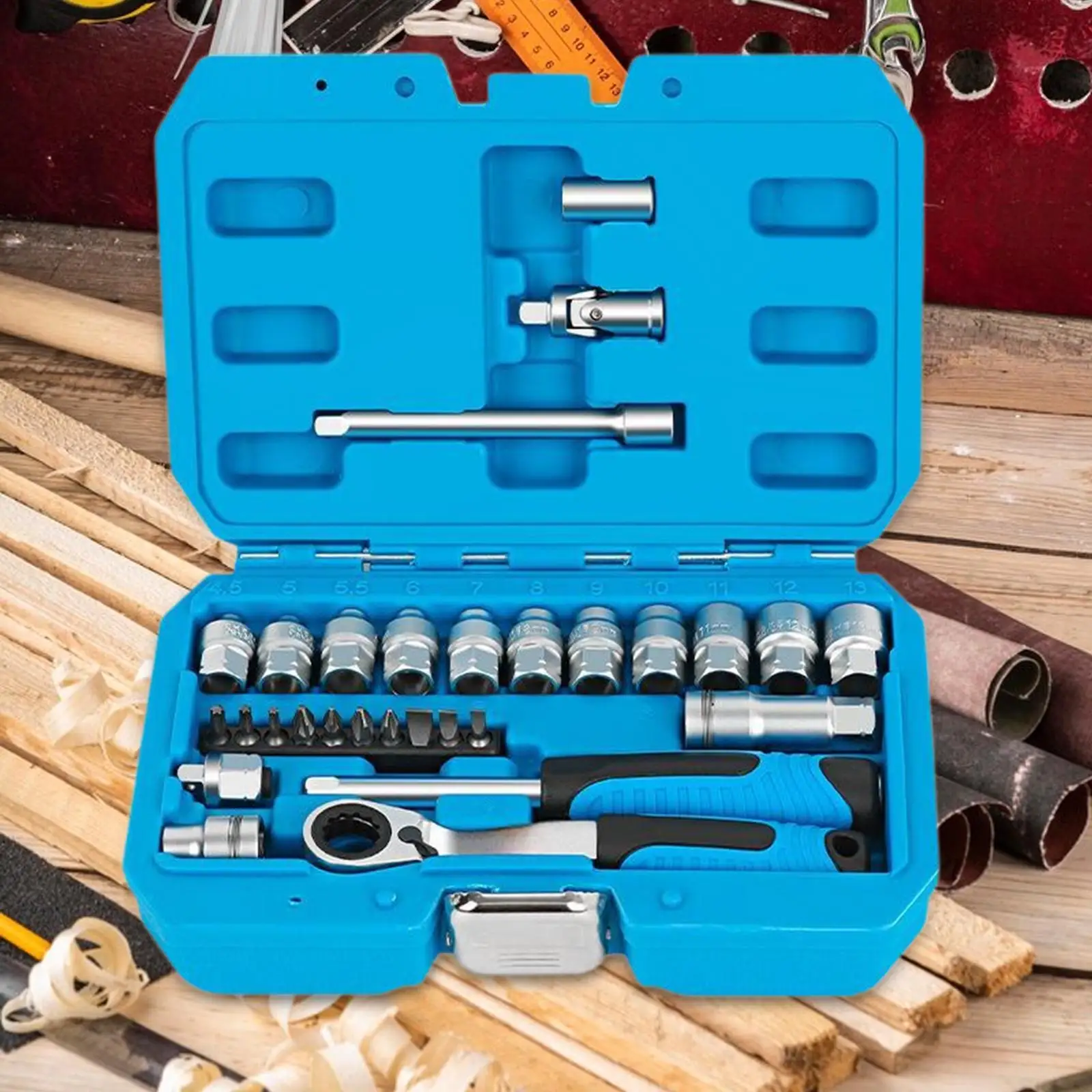 

29 Pieces Socket Ratchet Wrench Set Mechanics Tool for Bicycles Garage Car